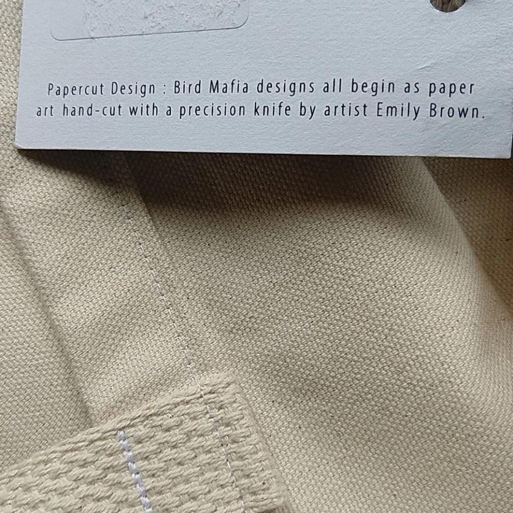 Bird Mafia Handmade Stay Wild Organic Canvas Bag White & Orange